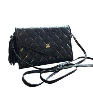 Jay Herbert Vintage Quilted Crossbody Mini Bag Black Tassel Micro Classic